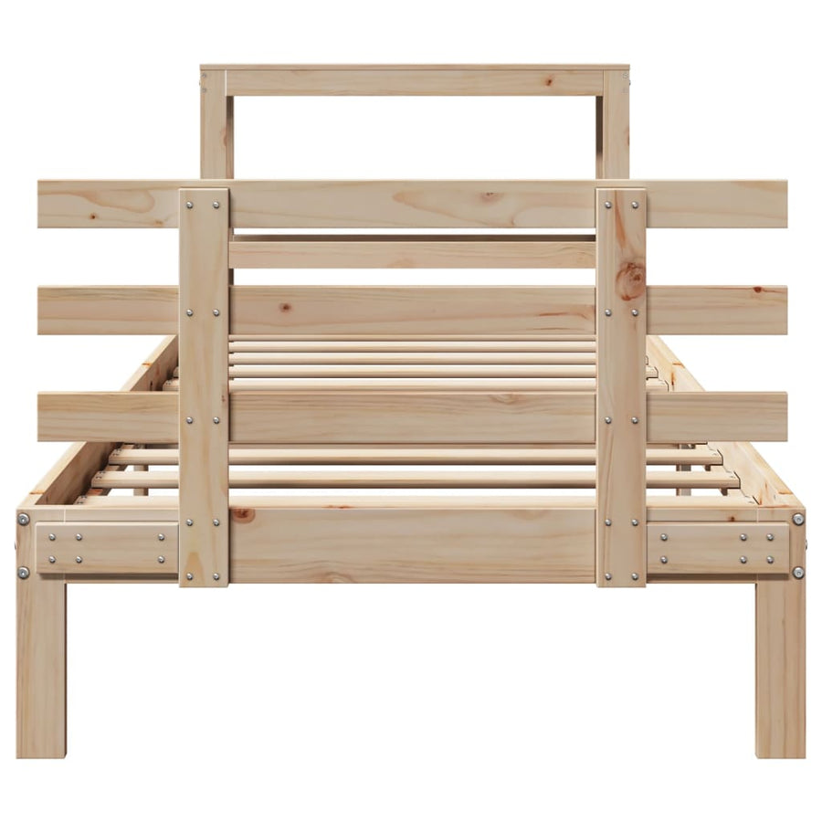 Bedframe met hoofdbord massief grenenhout 90x190 cm