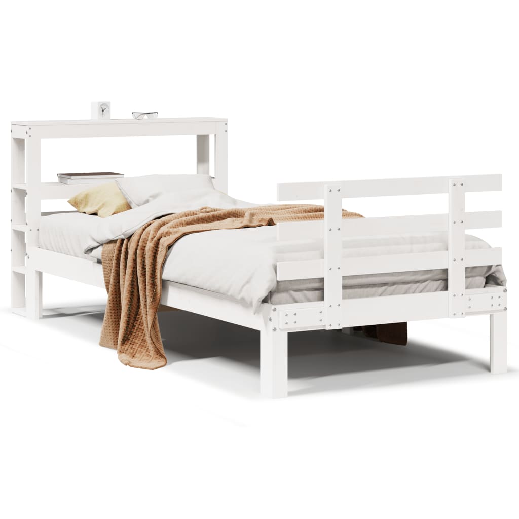 Bedframe met hoofdeinde zonder matras 90x190 cm wit