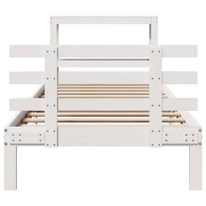 Bedframe met hoofdeinde zonder matras 90x190 cm wit