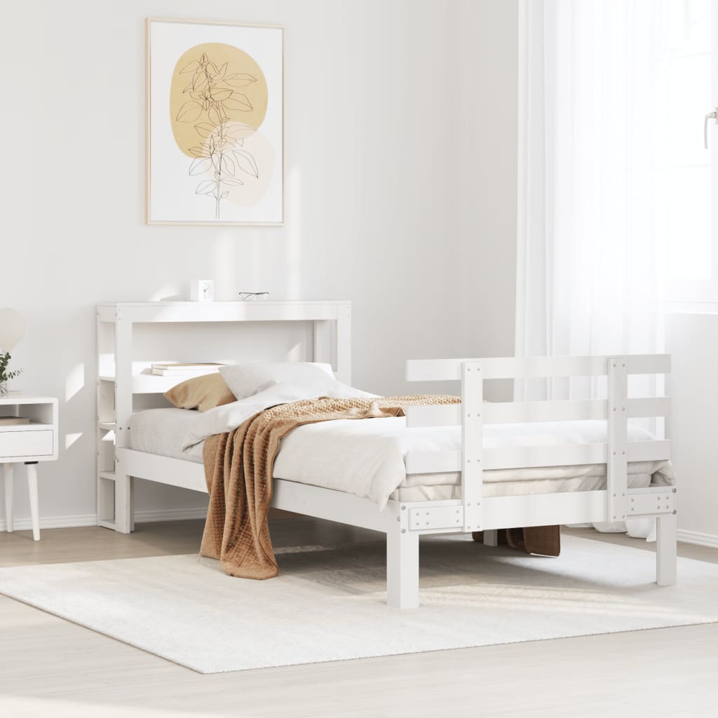 Bedframe met hoofdeinde zonder matras 90x190 cm wit