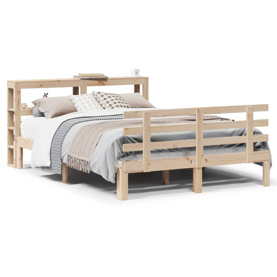 Bedframe met hoofdbord massief grenenhout 120x190 cm