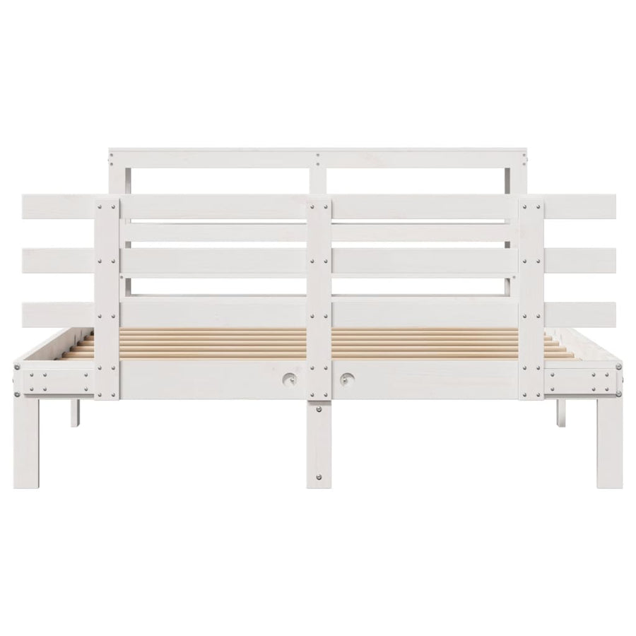 Bedframe met hoofdbord massief grenenhout wit 120x190 cm