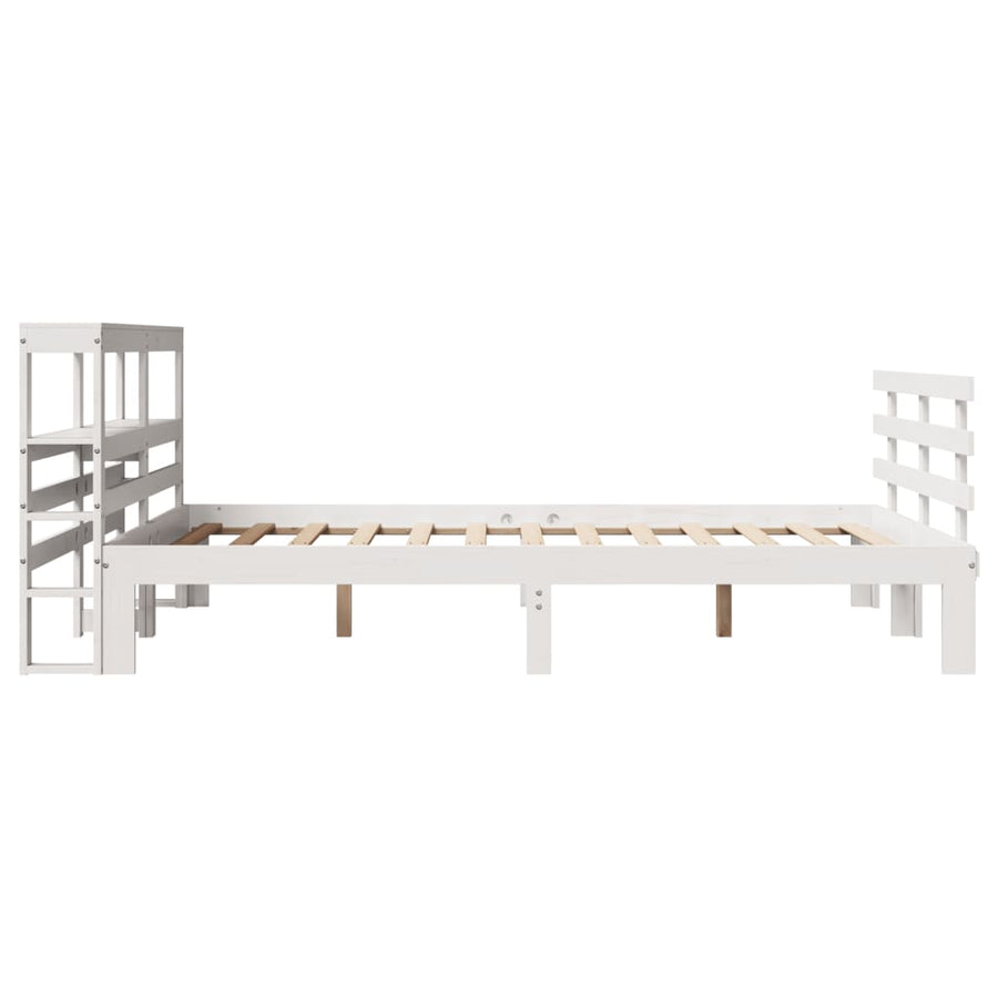 Bedframe met hoofdbord massief grenenhout wit 120x190 cm