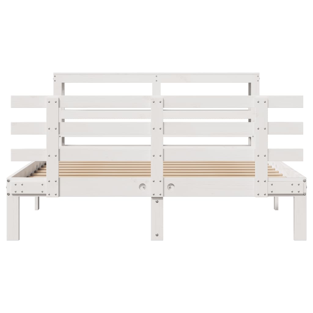 Bedframe met hoofdeinde zonder matras 140x190 cm wit