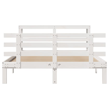 Bedframe met hoofdeinde zonder matras 140x190 cm wit