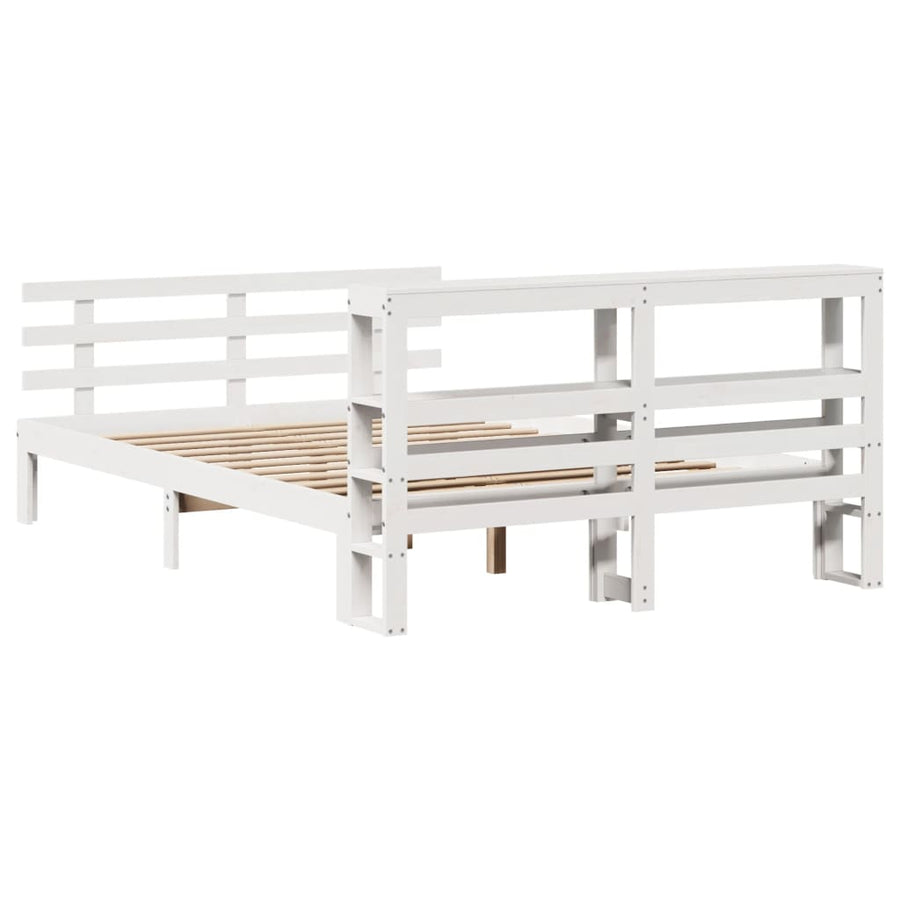 Bedframe met hoofdeinde zonder matras 140x190 cm wit