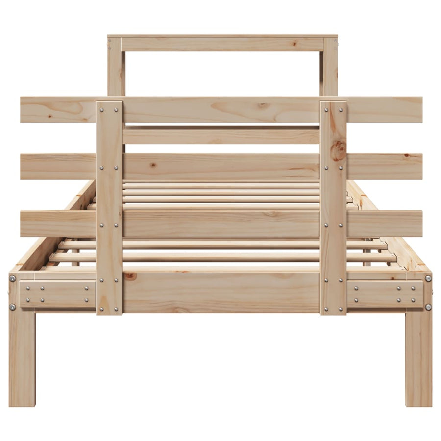 Bedframe met hoofdbord massief grenenhout 90x200 cm
