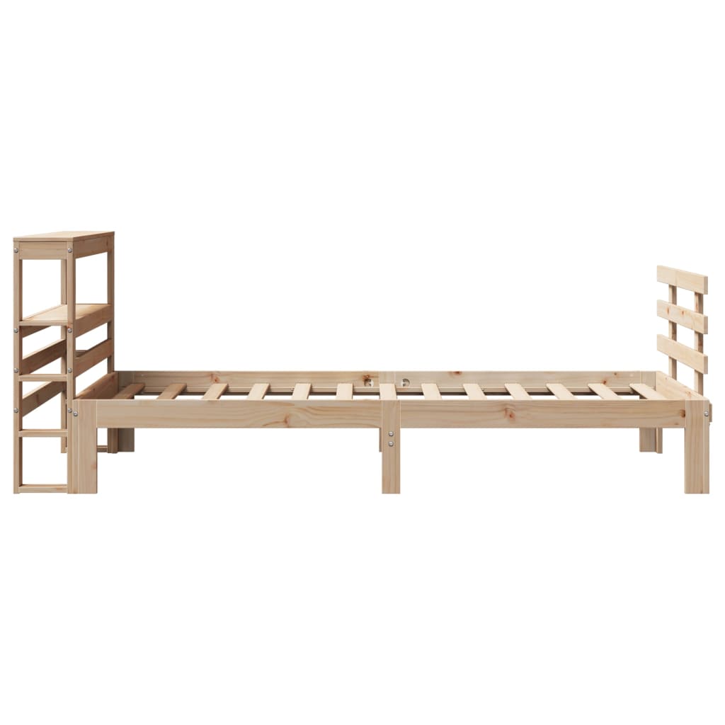 Bedframe met hoofdbord massief grenenhout 90x200 cm