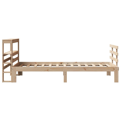 Bedframe met hoofdbord massief grenenhout 90x200 cm