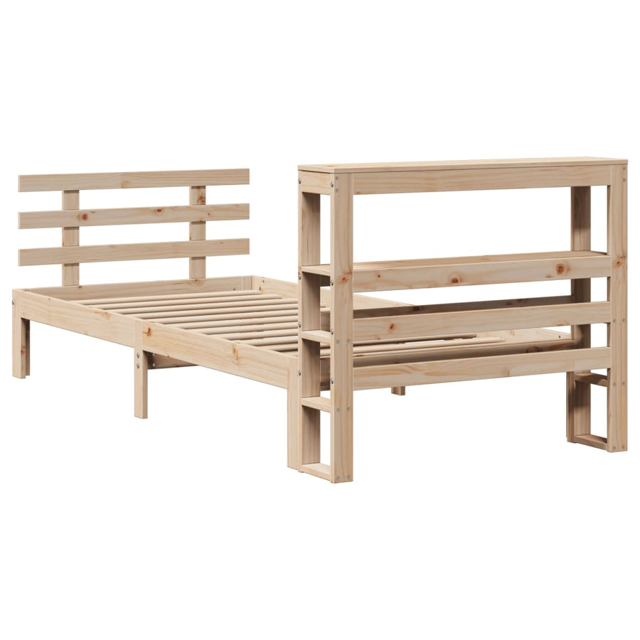 Bedframe met hoofdbord massief grenenhout 90x200 cm