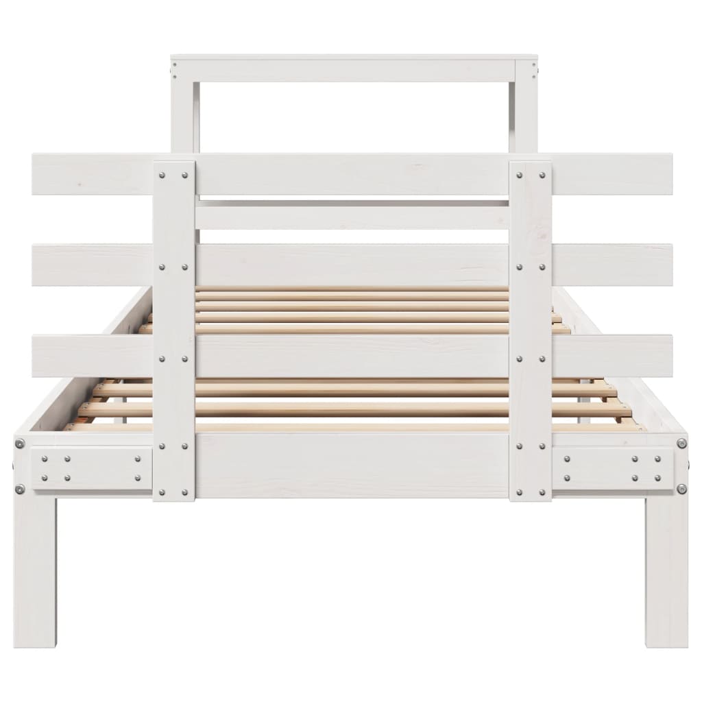 Bedframe Met Hoofdeinde Zonder Matras 90X200 Cm Wit