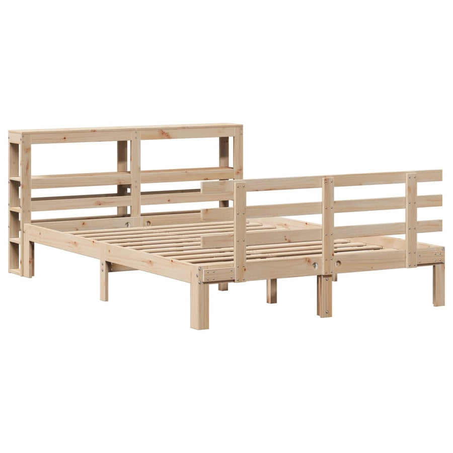 Bedframe met hoofdbord massief grenenhout 120x200 cm