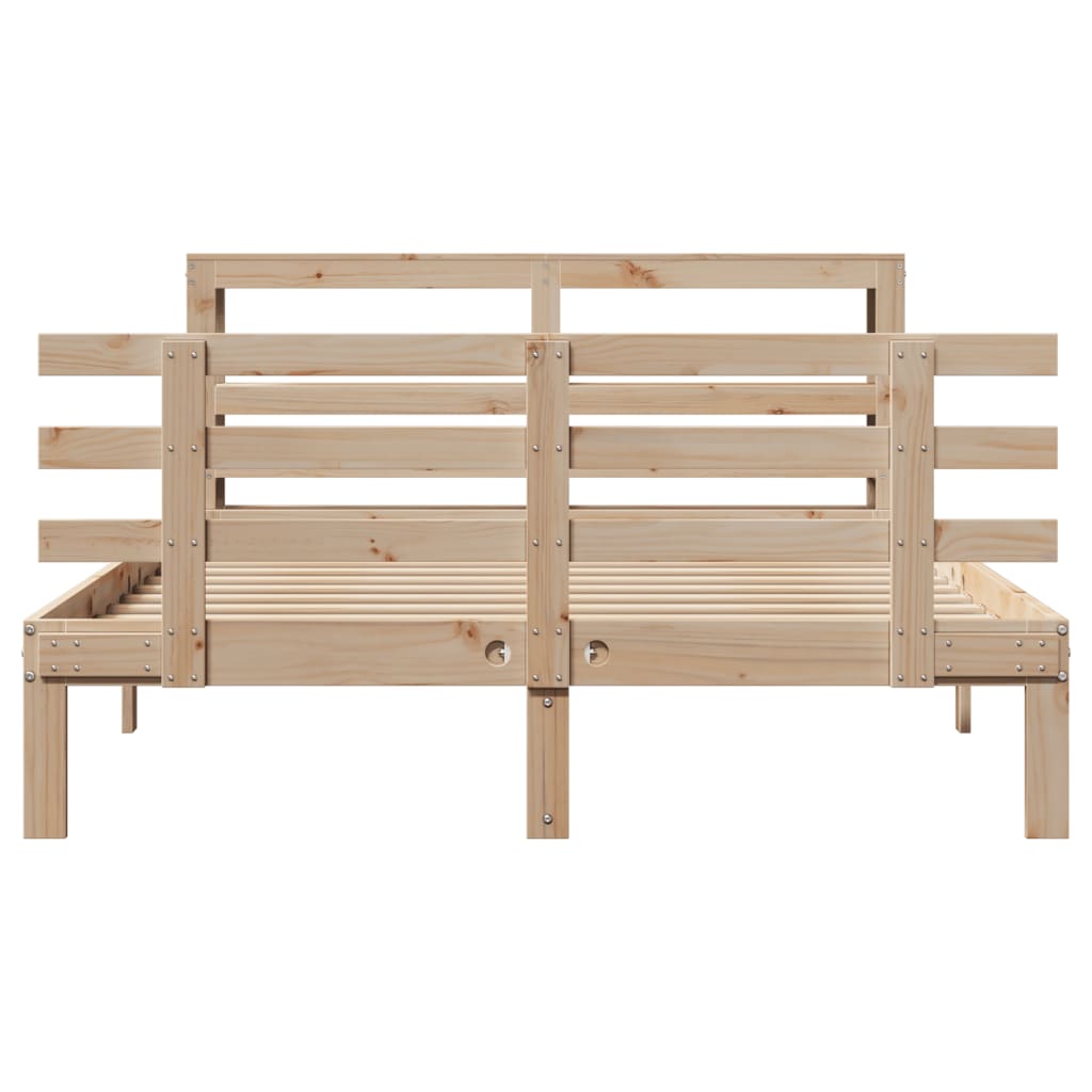 Bedframe met hoofdbord massief grenenhout 120x200 cm
