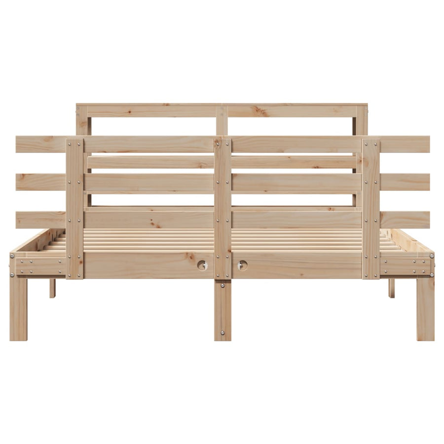 Bedframe met hoofdbord massief grenenhout 120x200 cm