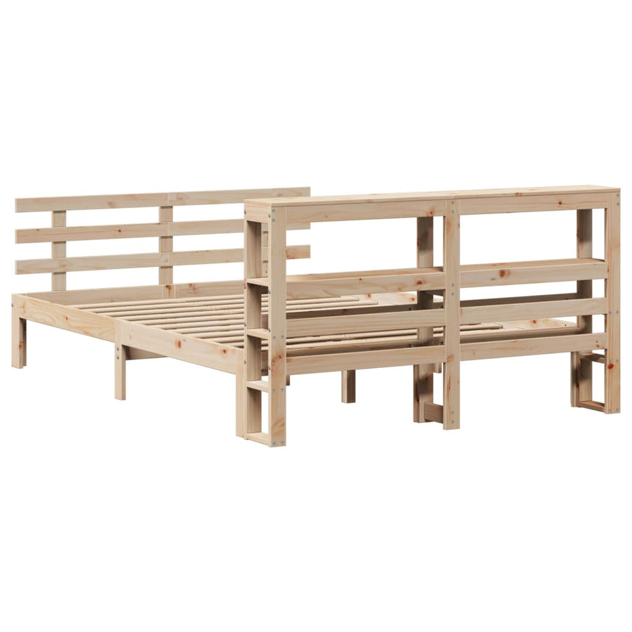 Bedframe met hoofdbord massief grenenhout 120x200 cm