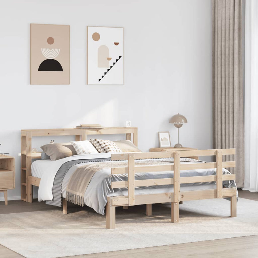 Bedframe met hoofdbord massief grenenhout 120x200 cm