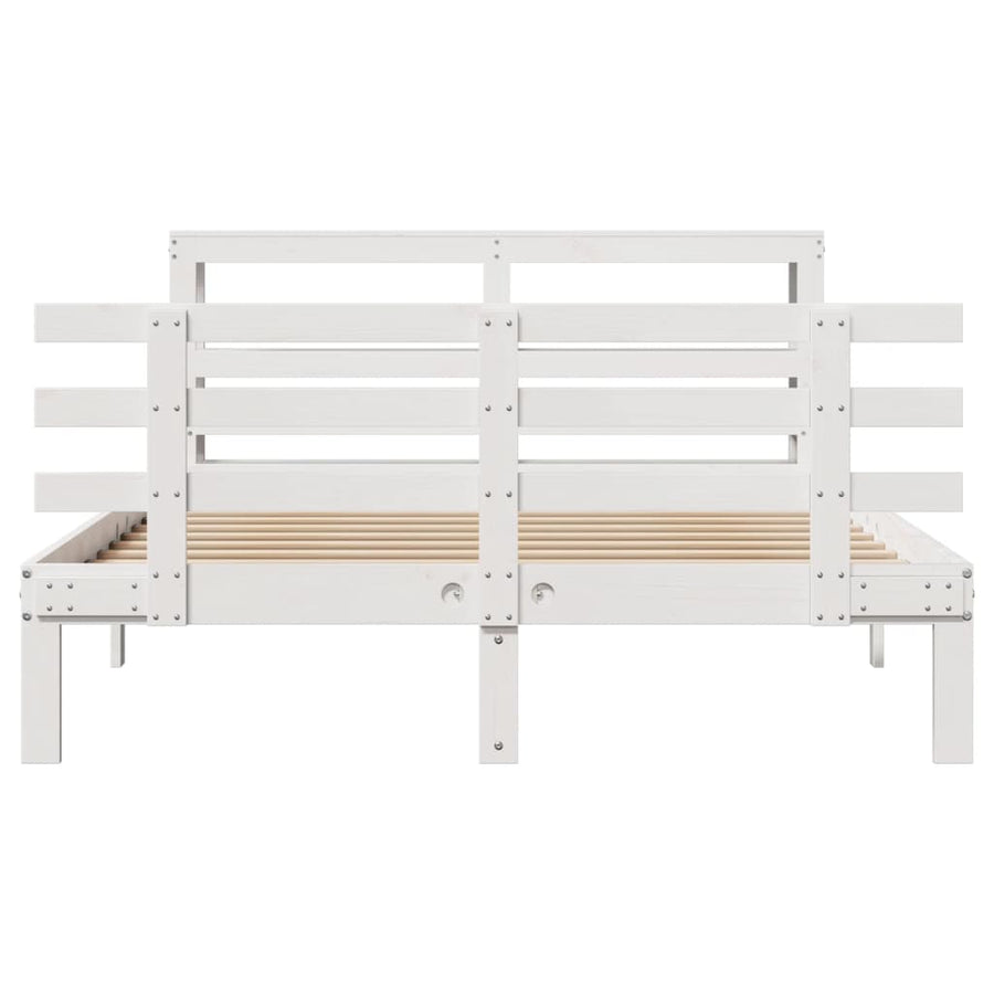 Bedframe met hoofdeinde zonder matras 120x200 cm wit