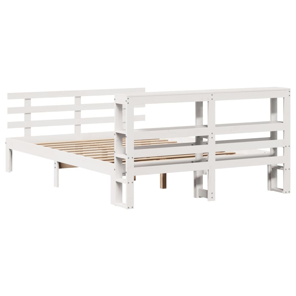 Bedframe met hoofdeinde zonder matras 120x200 cm wit
