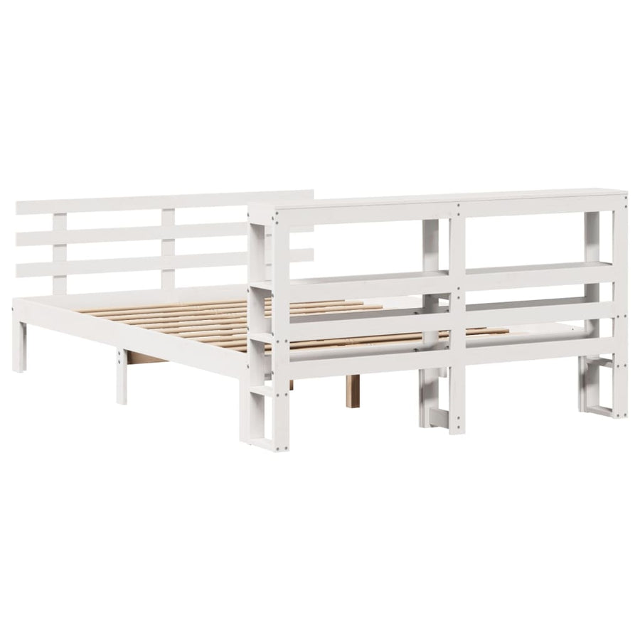 Bedframe met hoofdeinde zonder matras 120x200 cm wit