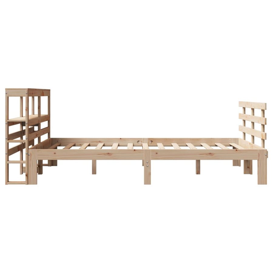 Bedframe met hoofdbord massief grenenhout wit 140x200 cm