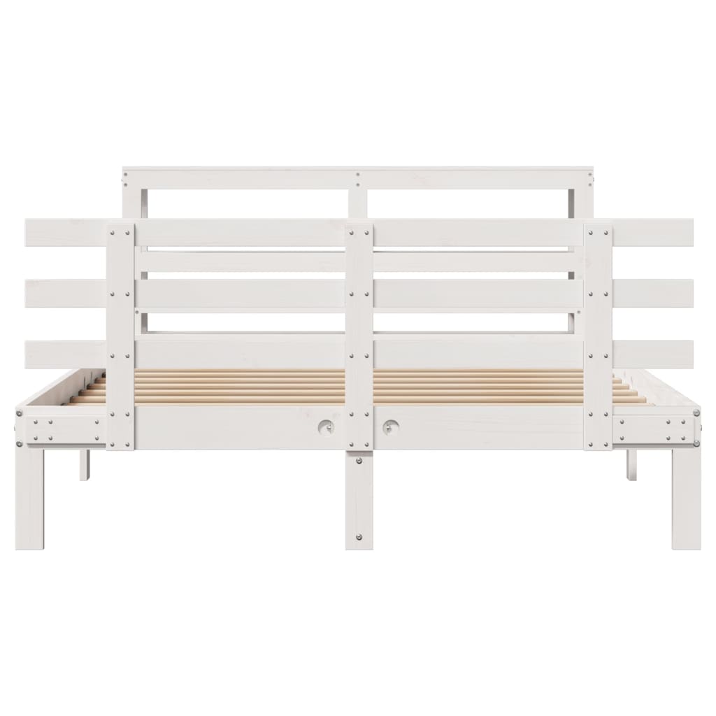 Bedframe met hoofdeinde zonder matras 140x200 cm wit