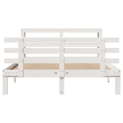 Bedframe met hoofdeinde zonder matras 140x200 cm wit