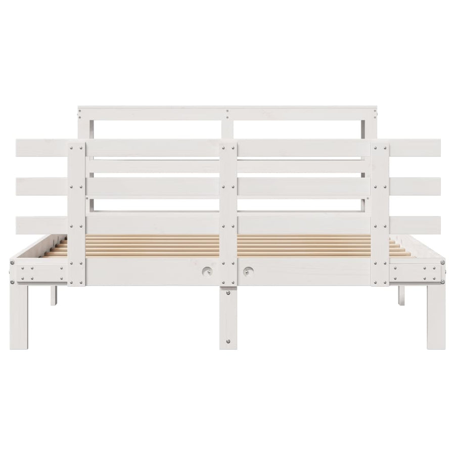 Bedframe met hoofdeinde zonder matras 140x200 cm wit