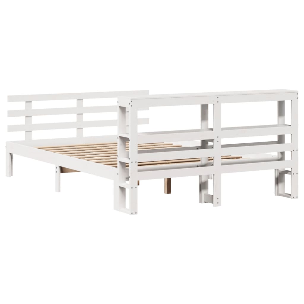Bedframe met hoofdeinde zonder matras 140x200 cm wit