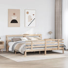 Bed frame with headboard solid pine wood 180x200 cm