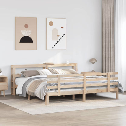 Bedframe met hoofdbord massief grenenhout 180x200 cm