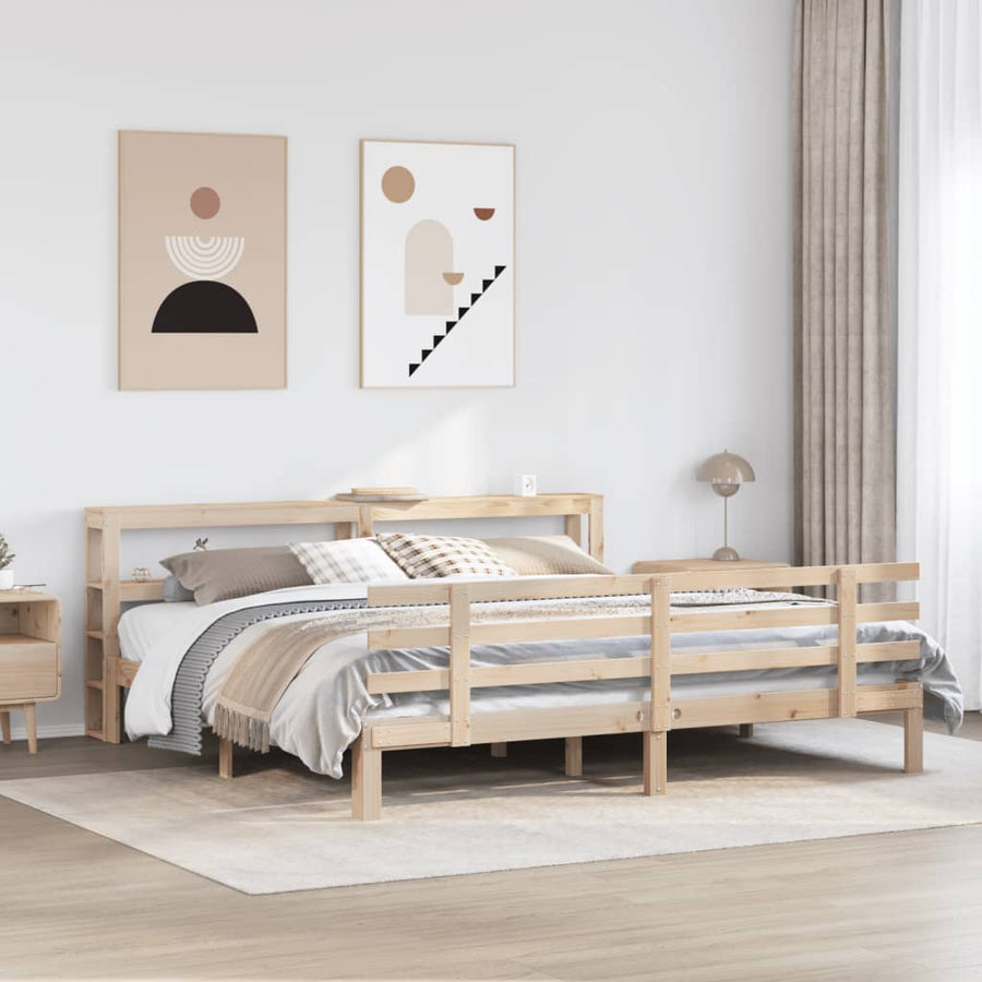 Bedframe met hoofdbord massief grenenhout 180x200 cm