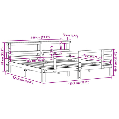 Bedframe met hoofdeinde zonder matras 180x200 cm wit