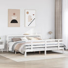 Bedframe 180x200 cm massief grenenhout wit met hoofdeinde