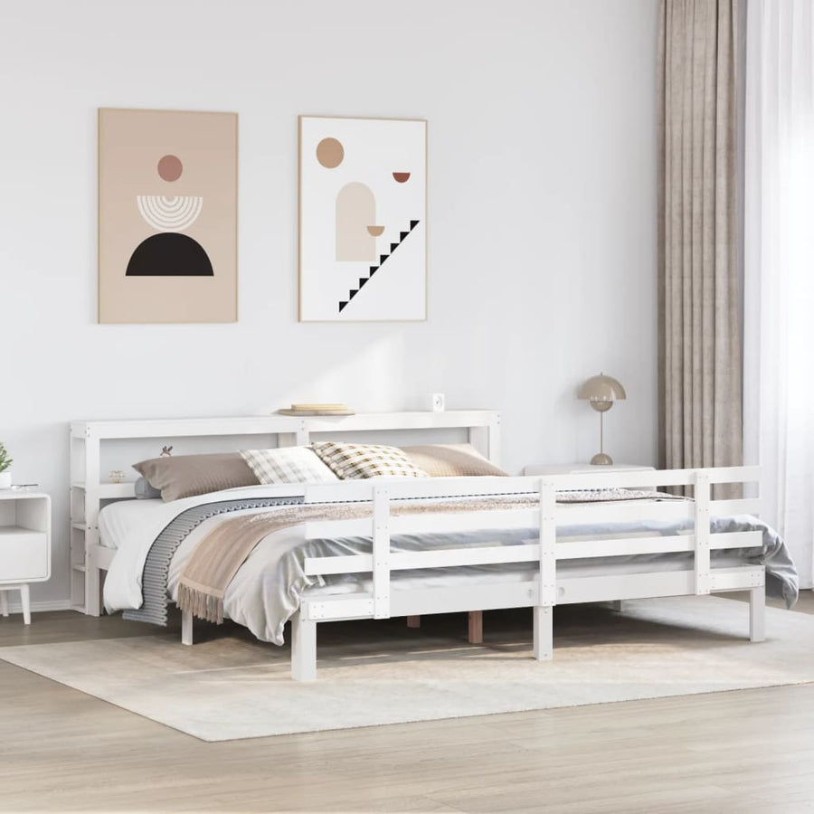 Bedframe met hoofdeinde zonder matras 180x200 cm wit