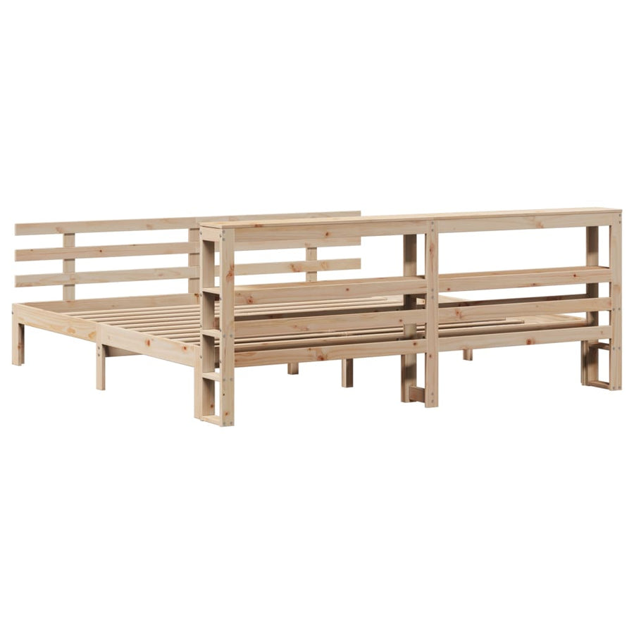 Bedframe met hoofdbord massief grenenhout 200x200 cm