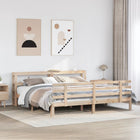 Bedframe massief grenenhout 200x200 cm met hoofdbord