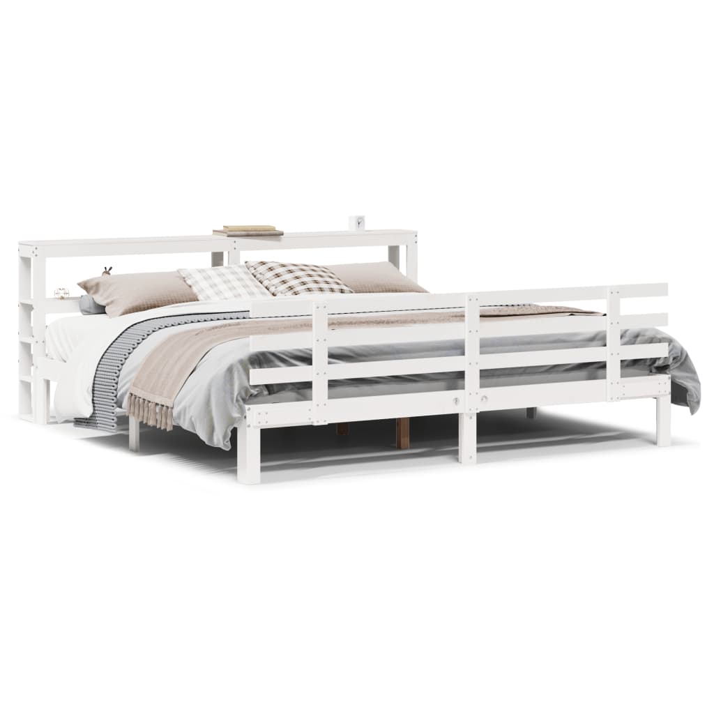 Bedframe met hoofdeinde zonder matras 200x200 cm wit