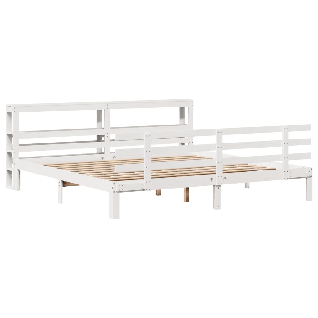 Bedframe met hoofdeinde zonder matras 200x200 cm wit