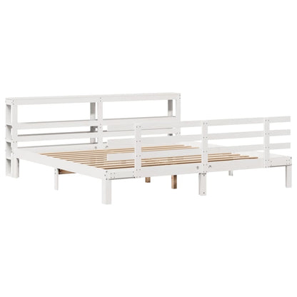 Bedframe met hoofdeinde zonder matras 200x200 cm wit