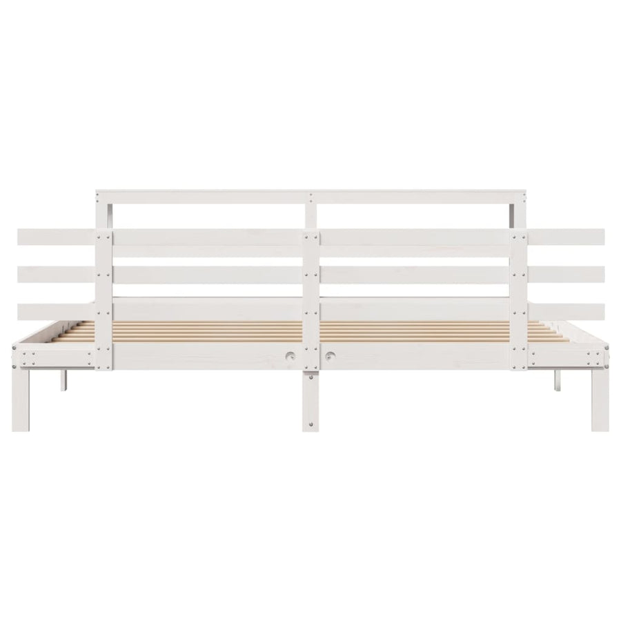 Bedframe met hoofdeinde zonder matras 200x200 cm wit