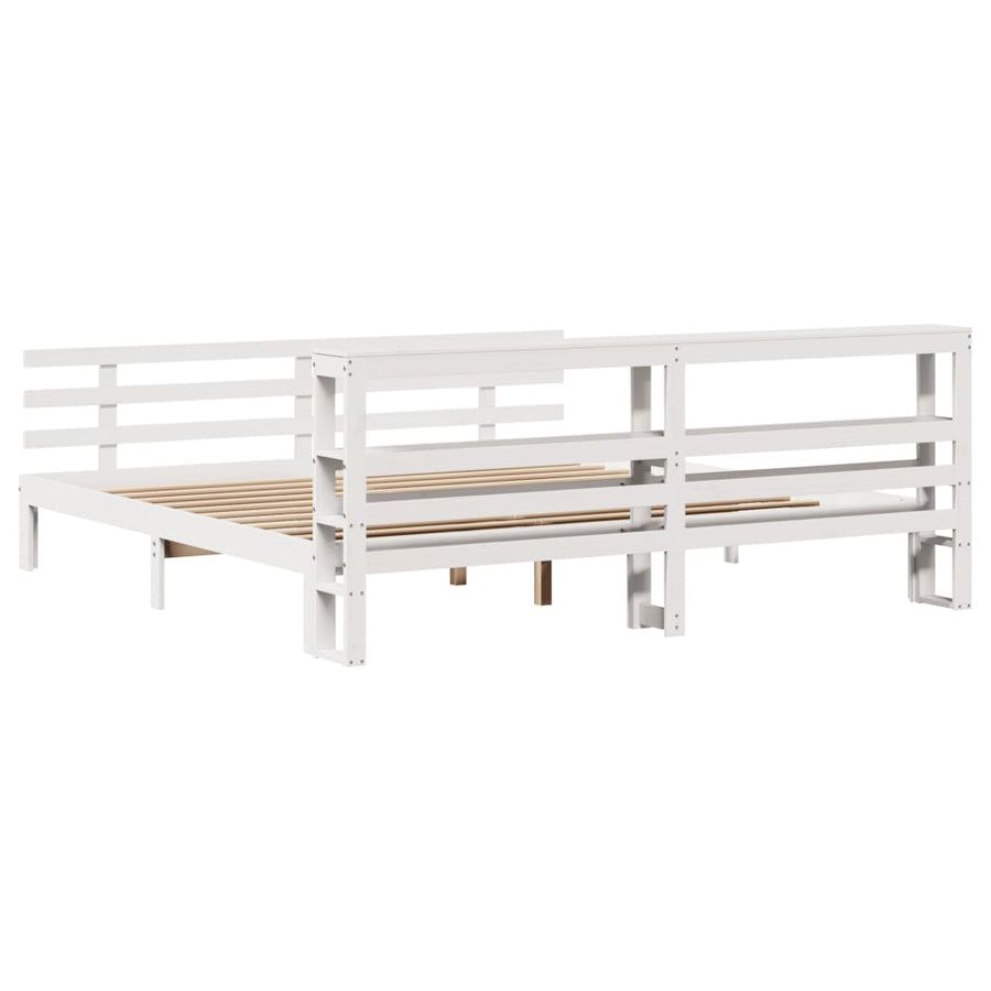Bedframe met hoofdeinde zonder matras 200x200 cm wit