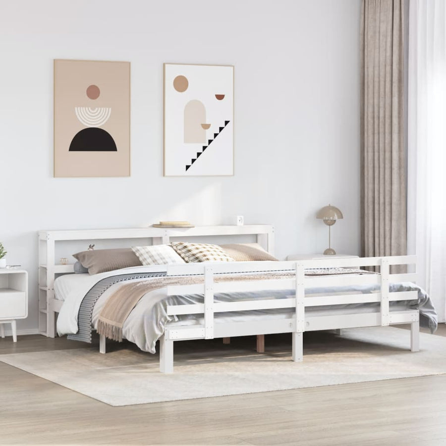 Bedframe met hoofdeinde zonder matras 200x200 cm wit