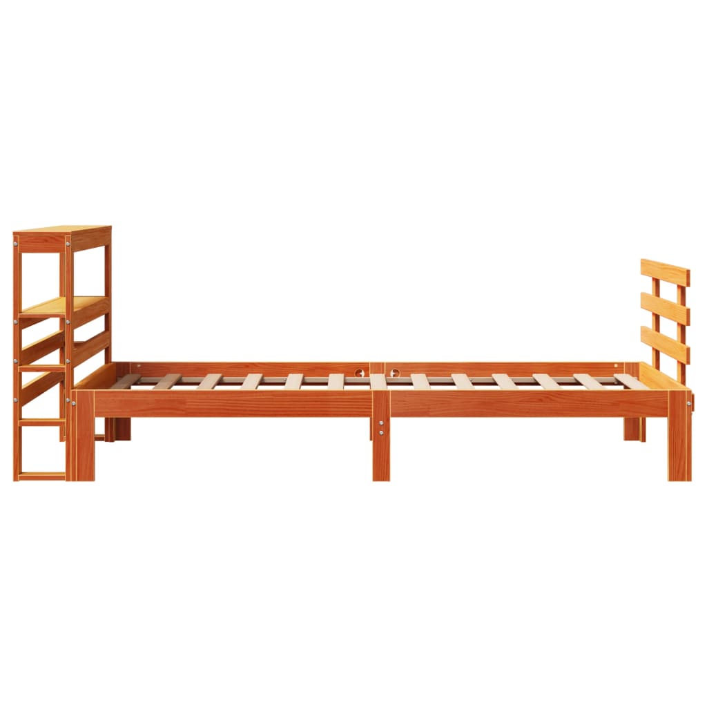 Bedframe met hoofdbord massief grenenhout wasbruin 100x200 cm