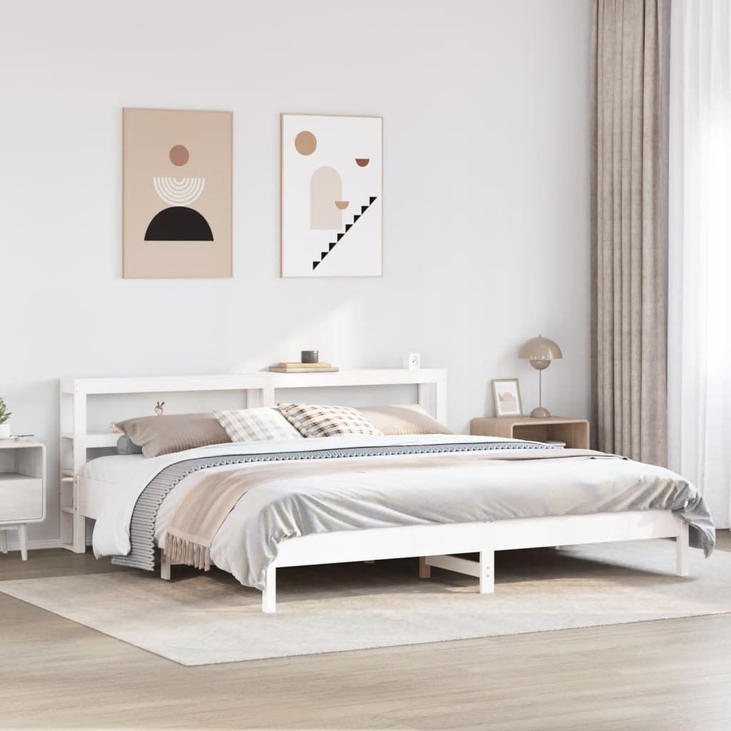Bedframe zonder matras massief grenenhout wit 200x200 cm