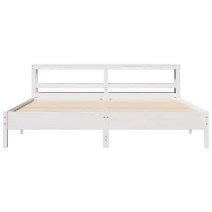 Bedframe zonder matras massief grenenhout wit 200x200 cm