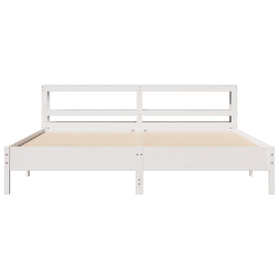 Bedframe zonder matras massief grenenhout wit 200x200 cm