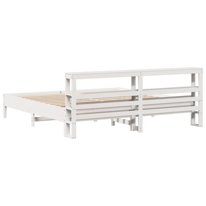 Bedframe zonder matras massief grenenhout wit 200x200 cm