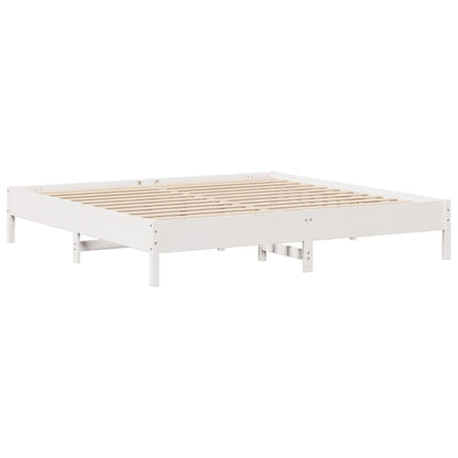 Bedframe zonder matras massief grenenhout wit 200x200 cm