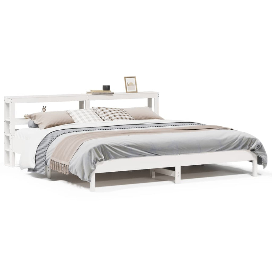 Bedframe zonder matras massief grenenhout wit 200x200 cm