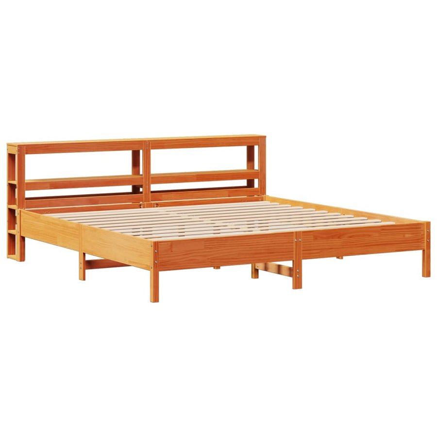 Bedframe zonder matras massief grenenhout wasbruin 200x200 cm